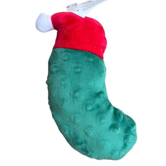 Merry & Bright Plush Pickle Squeaky Dog Toy Soft Stuffy Winter Christmas Holiday - Picture 2 of 3